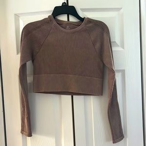 Aerie cropped seamless long sleeve. Size: Medium Color: pink/plum